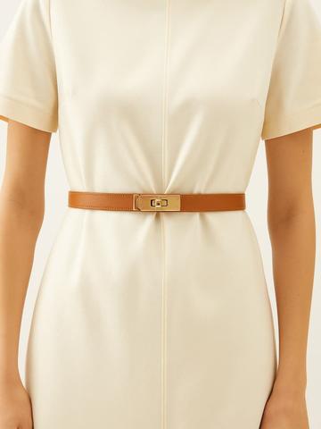 SSN BELTS Women Leather Interlock Slim Belt