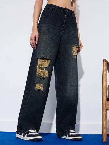 The Souled Store Women Baggy Mid-Rise Light Fade Stretchable Jeans