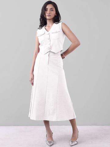 Bonnaty V Neck Top With Skirt Co-Ords Set