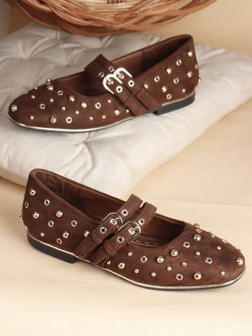 THE WHITE POLE Women Embellished Round Toe Mary Jane