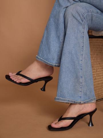 CAI Midnight Satin Thong Heels