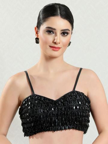VAMAS - THE DESIGNER BLOUSES Embroidered Silk Sweetheart Neck Padded Saree Blouse