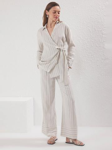 Trendyol Striped Shirt Collar Top With Trousers Co-Ords