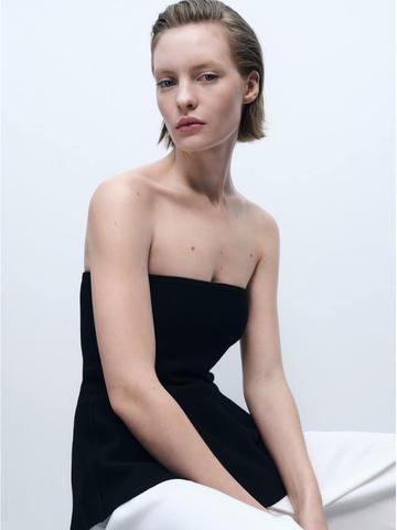 MANGO Knit Peplum Tube Top