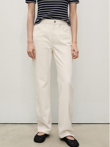 MANGO Women Mid-Rise Pure Cotton Straight Fit Jeans