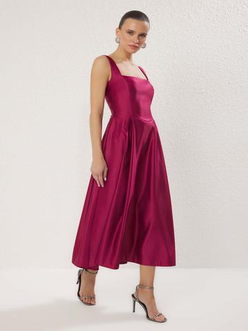 Trendyol Square Neck Fit & Flare Midi Dress