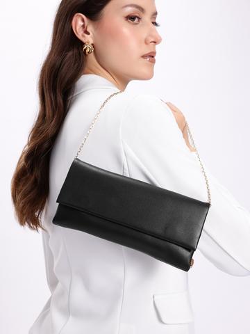 MANGO Leather Baguette Shoulder Bag