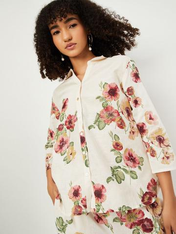 max Floral Printed Pure Cotton Casual Shirt