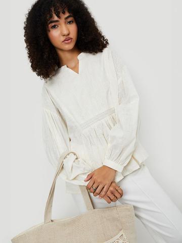 max Embroidered Mandarin Collar Cotton Tunic