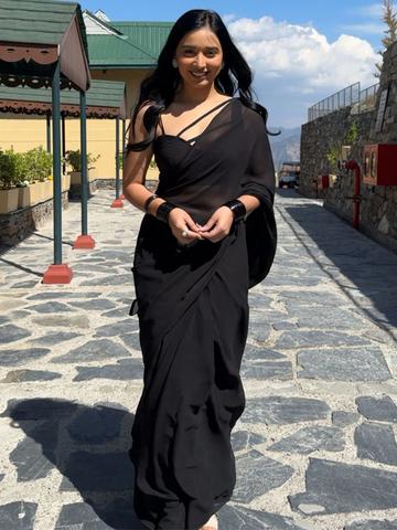 Panzora Solid Ready to Wear Saree