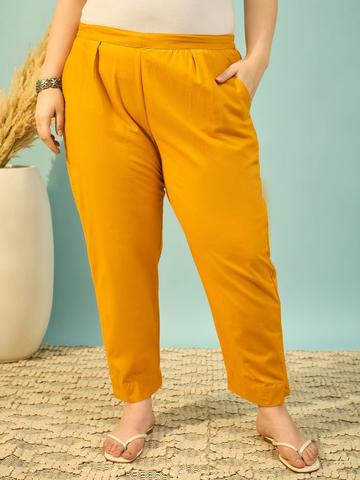 Moda Rapido Women Pure Cotton Pleated Trousers