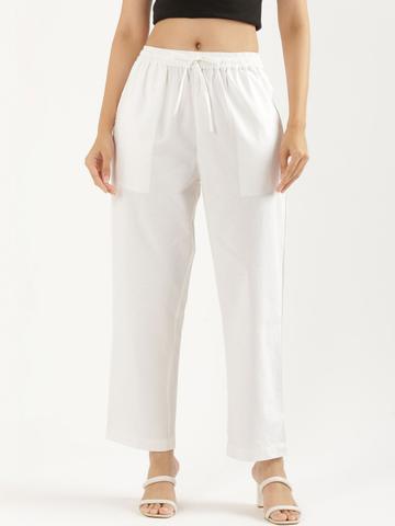 SAADAA Women Cotton Straight Pants