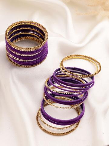 ZENEME Set of 36 Gold-Plated Cubic Zircon Studded Bangle