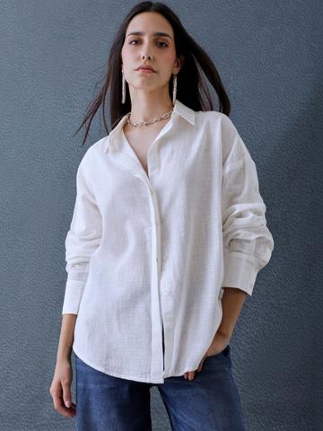 VOLTEDGE Women Oversized Cotton Casual Shirt