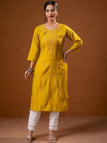 Juniper Women Paisley Embroidered Flared Sleeves Thread Work Kurta
