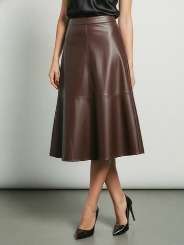 Phosphorus Faux Leather A-line Skirt