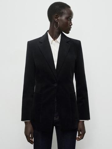 MANGO Velvet Notched Lapel Blazer
