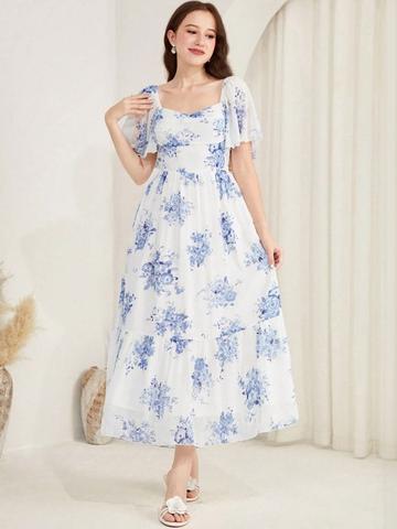 BAESD Floral Print A-Line Midi Dress