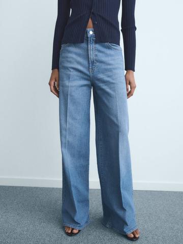 MANGO Women Wide Leg High-Rise Light Fade Jeans