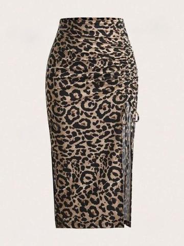 JINJIN FASHION Animal Printed High-Waist Knee-Length Pencil Skirts