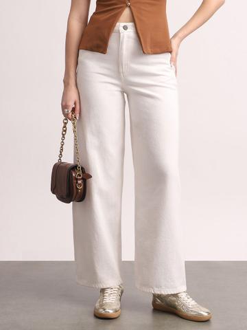 Urbano Fashion Women's White High Rise Loose Baggy Fit Washed Non-Stretchable Jeans