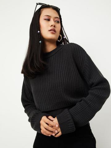 max Women Ribbed Crop Pullover