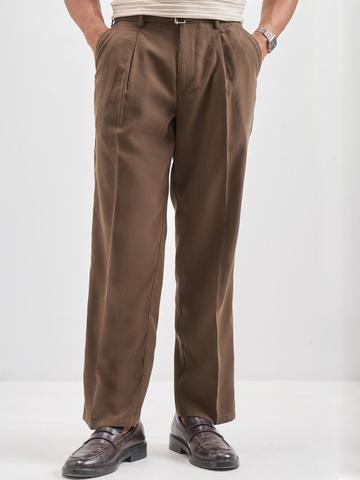 HIGHLANDER Men Relaxed Fit Mid-Rise Formal Trousers