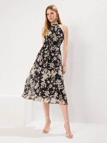 Trendyol Floral Printed Halter Neck Sleeveless Fit & Flare Midi Dress