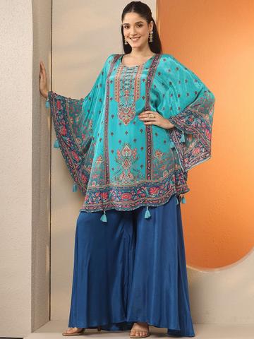 Libas Ethnic Motifs Printed Panelled Kurta With Palazzos