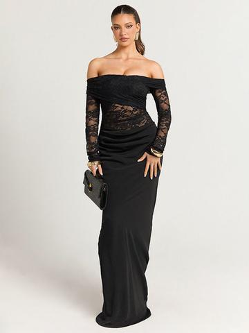 StyleCast x Revolte Off-Shoulder Cold-Shoulder Maxi Dress