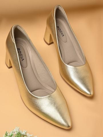Rocia By Regal Women Textured Pointed Toe Block Pumps