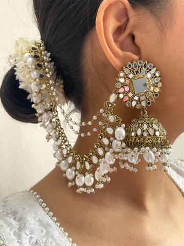 ISHKAARA Gold-Plated Kundan Kaanchain Maang Tika and Earrings