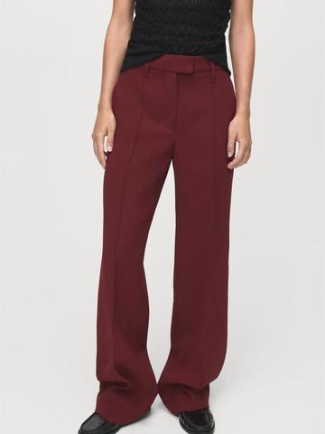 MANGO Women Straight Mid-Rise Trousers