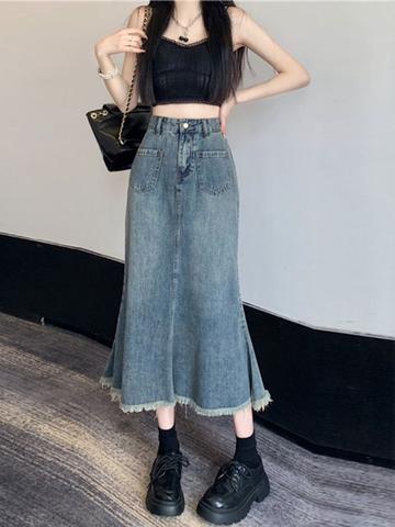 HERE&NOW Women Blue A-Line Denim Skirt