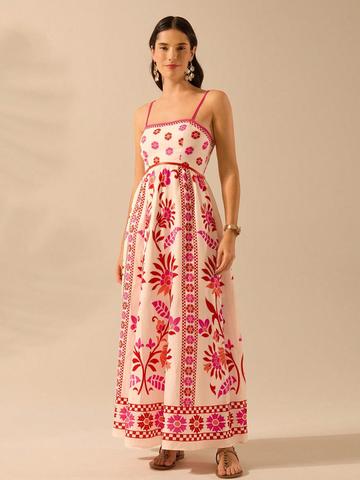 SHEETAL Associates Women Floral Printed Shoulder Straps Crepe Fit & Flare Maxi Dress