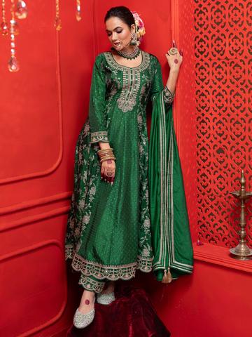 CHHAAP Women Ethnic Motifs Embroidered Pleated Kurta with Trousers & Dupatta