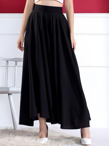 Kahara Women Flared Maxi Skirt with Button Closure
