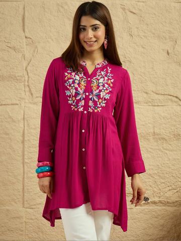 Anouk Floral Embroidered Thread Work Thread Work Empire Kurti