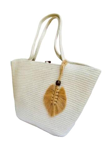 TVINECO Textured Shopper Tote Bag with Tasselled