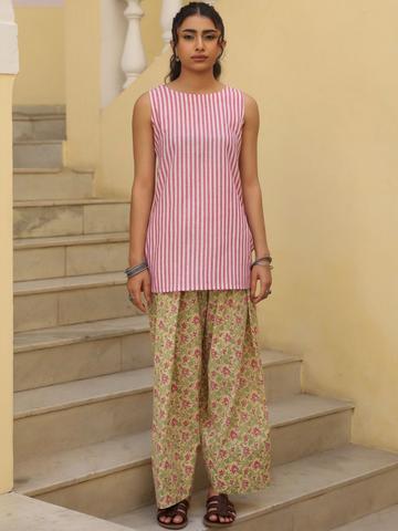 anayna Women Striped Regular Kurta with Palazzos