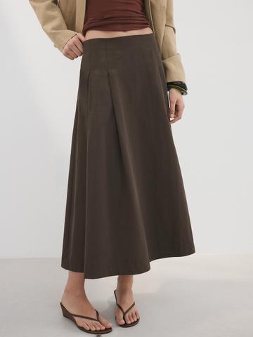 MANGO Women Pleated A-Line Skirt