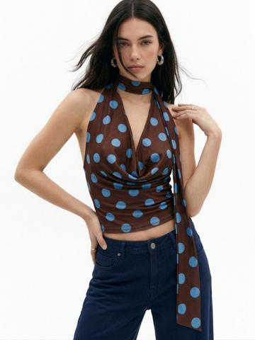 Outzidr Print Cowl Neck Top