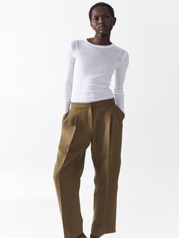 H&M Women Barrel-Leg Twill Trousers