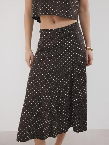 MANGO Women Linen Midi Flared Skirt