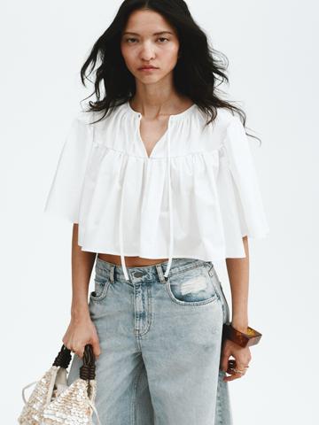 H&M Cropped Cotton Blouse