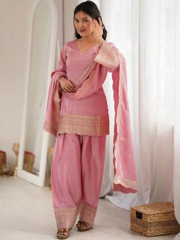Kurtibella Women Ethnic Motifs Embroidered Regular Gotta Patti Kurta with Patiala -Dupatta
