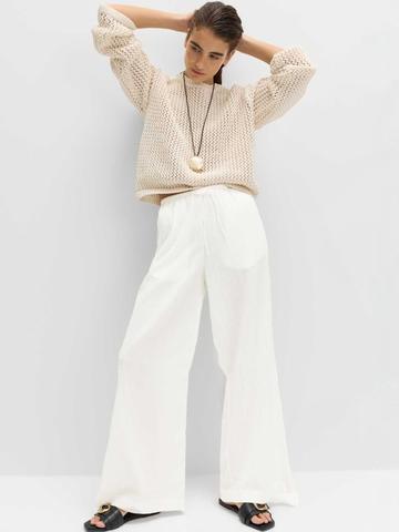 Marks & Spencer Cotton Rich Beach Trousers With Linen