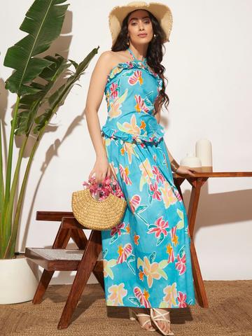 Sugercandy Floral Cotton Printed Top with Skirt