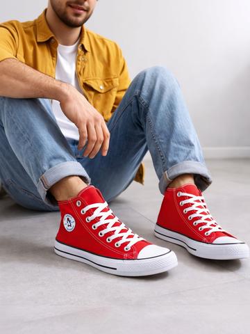 TRENDUTY Men Round Toe High-Top Canvas Sneakers