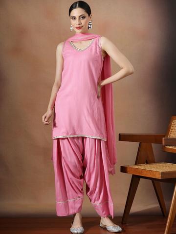 House of Pataudi V-Neck Kurta & Salwar Kurta Set
